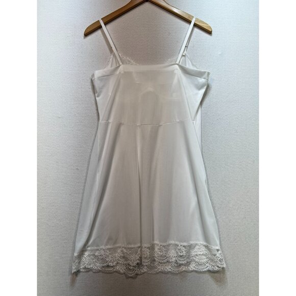 Vintage Warners White Nylon Slip With Lace Trim & Adjustable Straps - Size S 36 - Picture 9 of 11